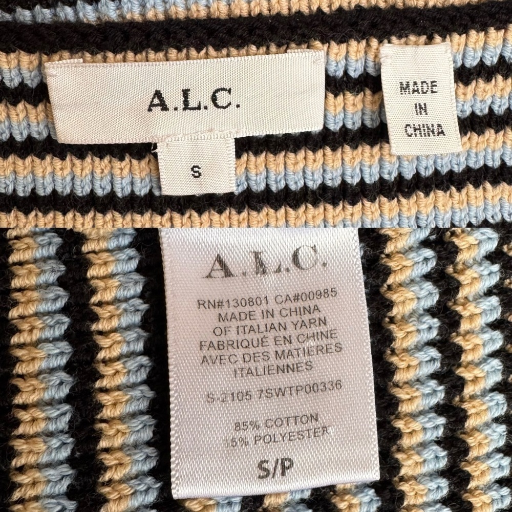 A.L.C. Greyson Stripe Rib-Knit Crop Top &  Billie Short 2pc Set Small - Picture 11 of 13